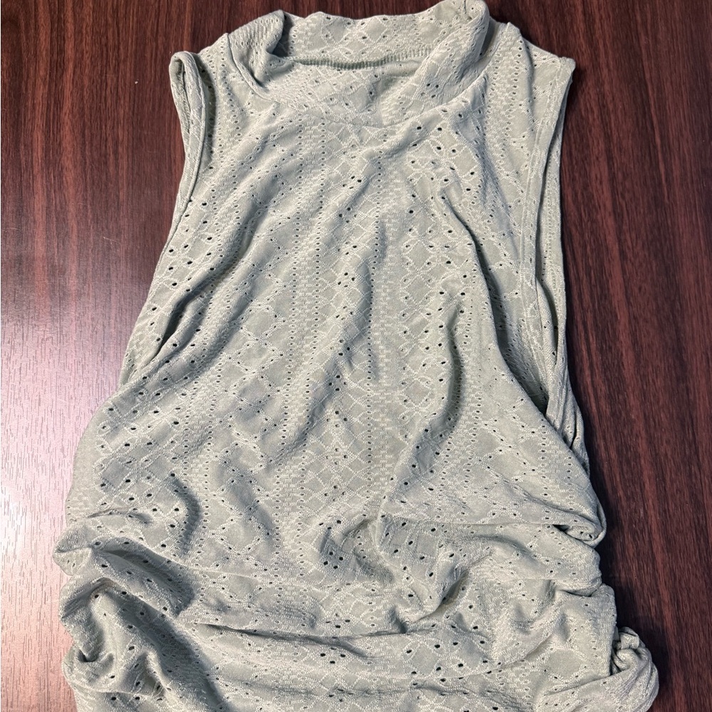 SHEIN Sleeveless Eyelet Tank Top - Cream